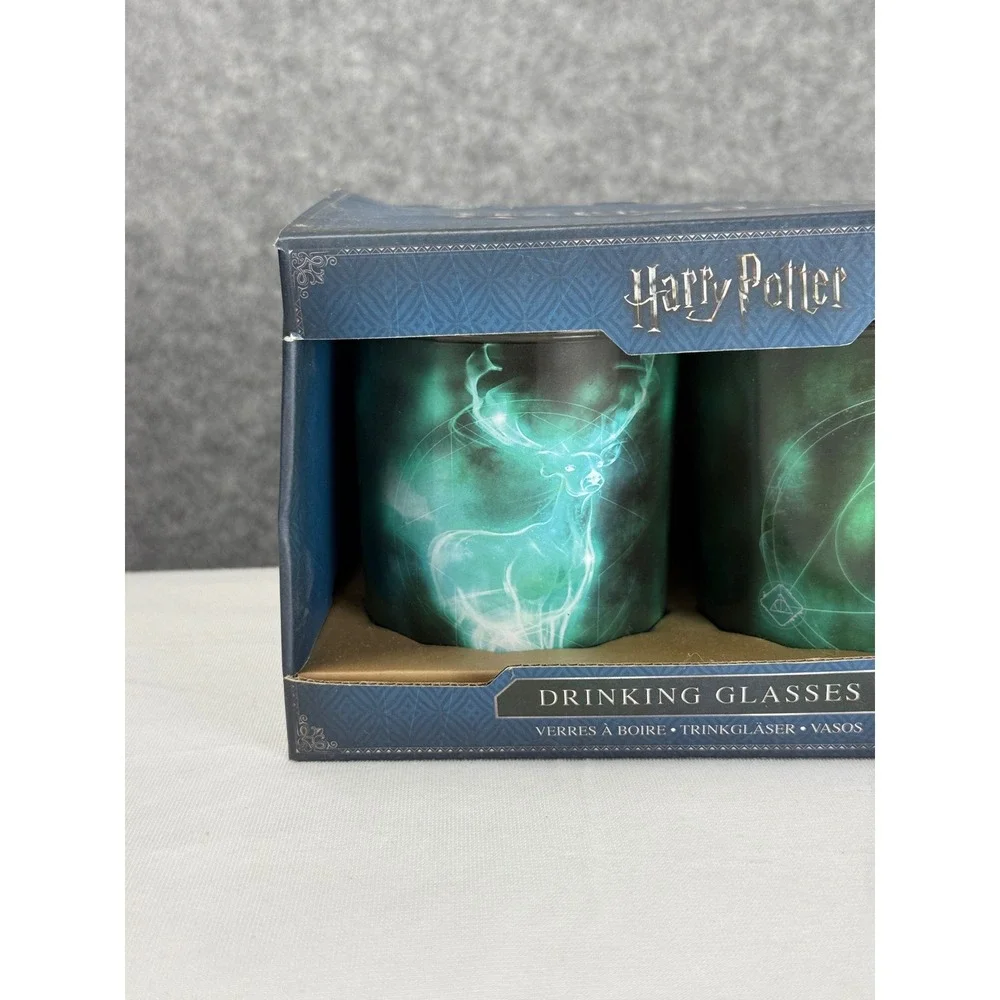 Harry Potter Patronus Deathly Hallows Drinking Glass‎ Set 2pk Paladone PP4229HP